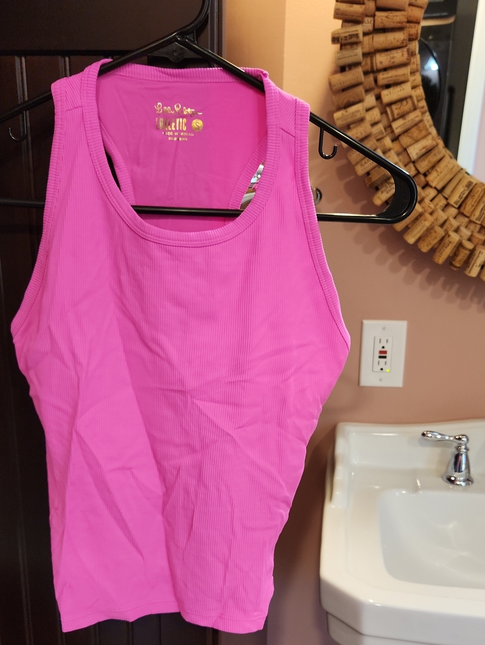 Lilly Pulitzer Bright Pink Luxletic Ribbed Tank Crop Top